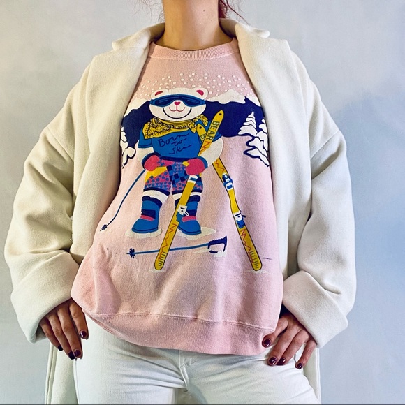 Glamorous Deer and Flyer Heavy Cotton / Cellulose Ivory Coat size Large - Picture 6 of 9